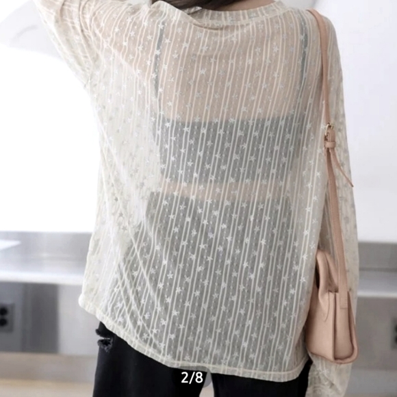 Drop Shoulder Sheer Top - Picture 3 of 4